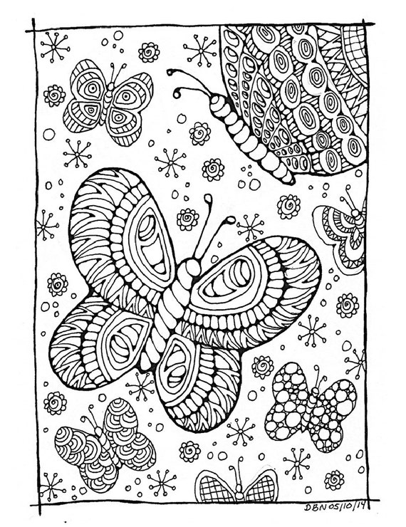 adult colouring page butterfliesoriginal