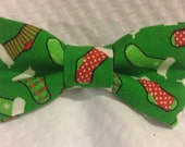 Stocking Christmas Bow tie, Christmas hair bow - Whimsical Christmas bow - pretied bow tie - baby- adult bow tie or hair bow - Snowman Bow Il_170x135