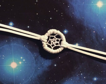 Dream catcher bracelet, white trim, white web - dreamcatcher hand made