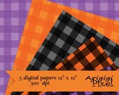 ON SALE 50 % OFF Halloween gingham digital collage sheet, black, orange, purple, scrapbooking paper instant download Il_170x135