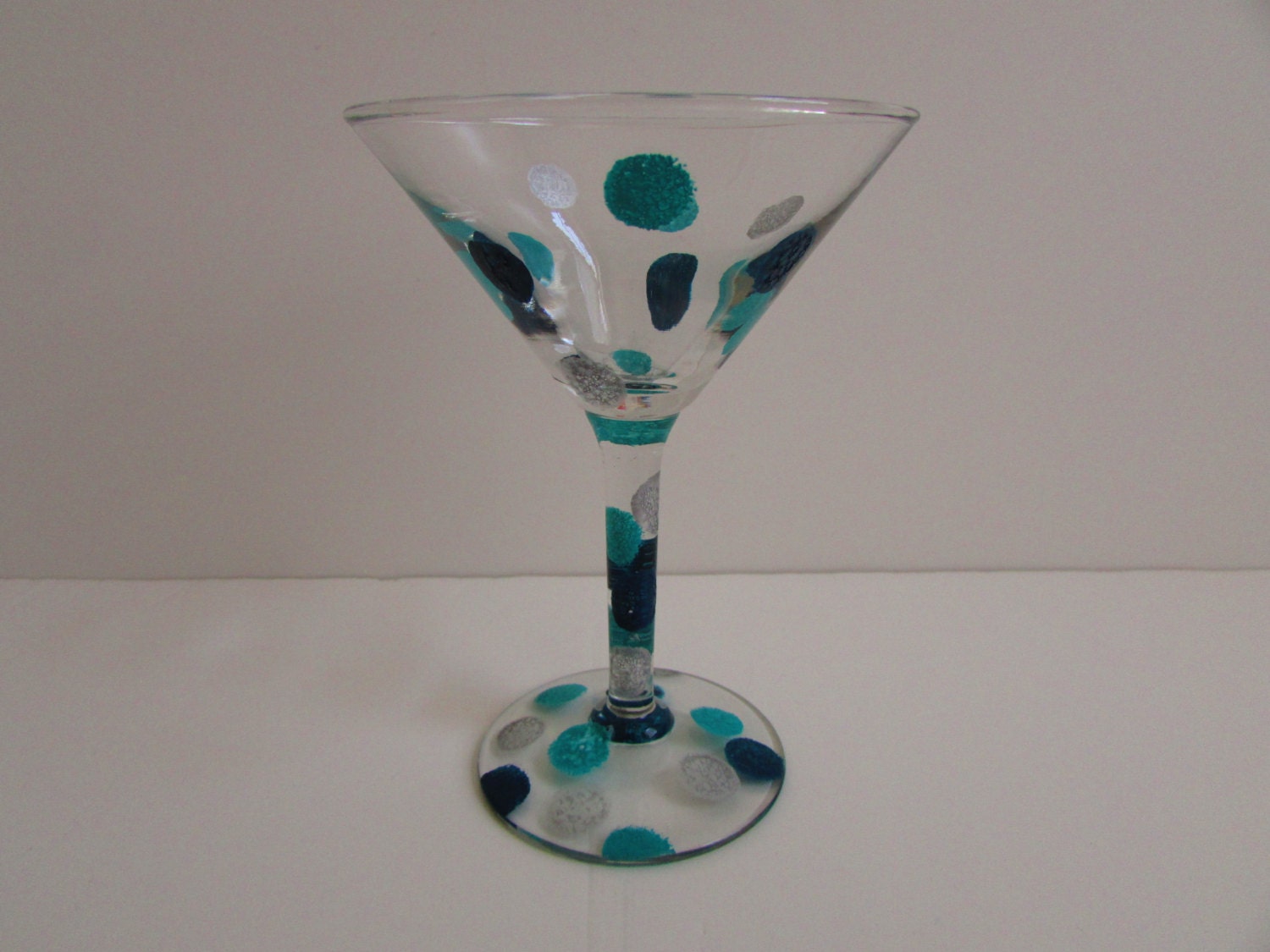 Hand painted martini glass polka dot martini by MyShardsofGlass