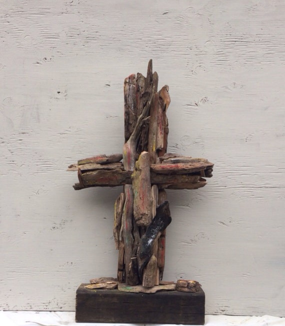 wooden cross. Driftwood cross.Gift wedding by ShopSweetlySalvaged