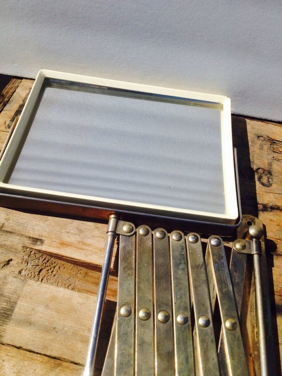 Vintage Accordion Mirror / Goldplated Mirror / Wall by RusticEye