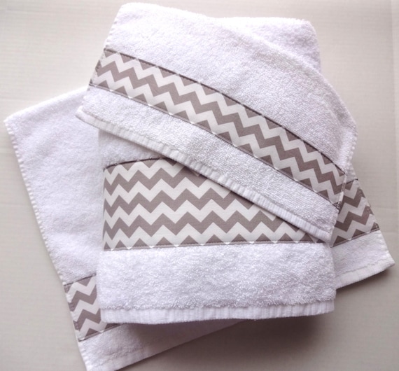  Grey  Chevron Towels  hand towels  chevron grey  bathroom 