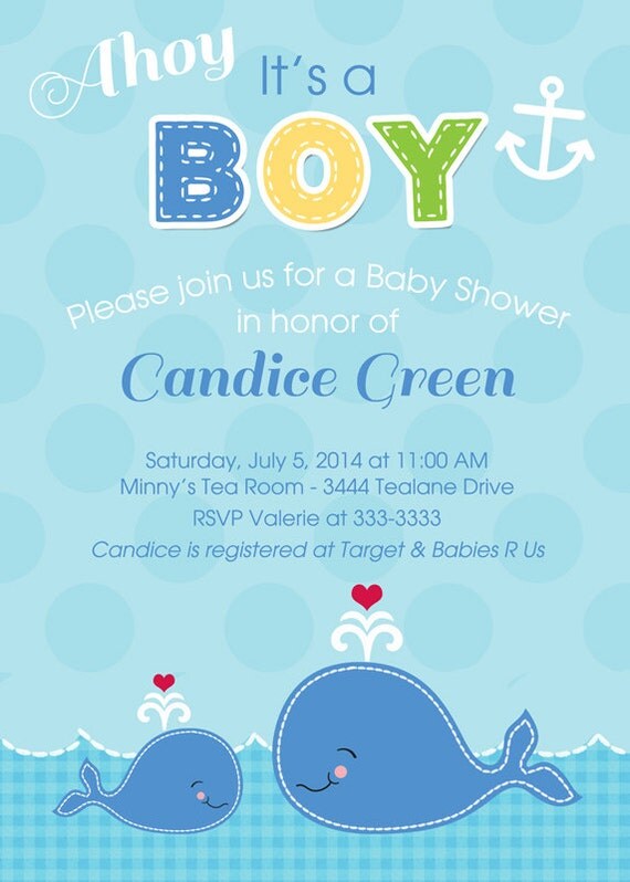 Whale Baby Boy Shower Invitations - Printable Il_570xn