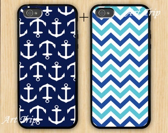 navy blue and white anchor iPhone 5 Case, Nautical Anchor,chevron Print ...