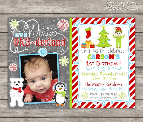 Winter Onederland First Birthday Invitations 7