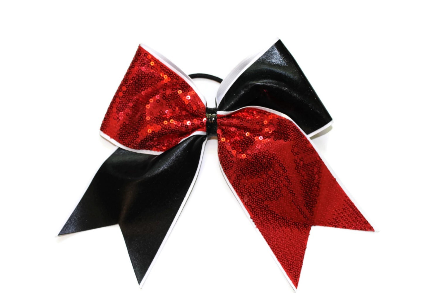 CHEER BOW-Red sequin and black