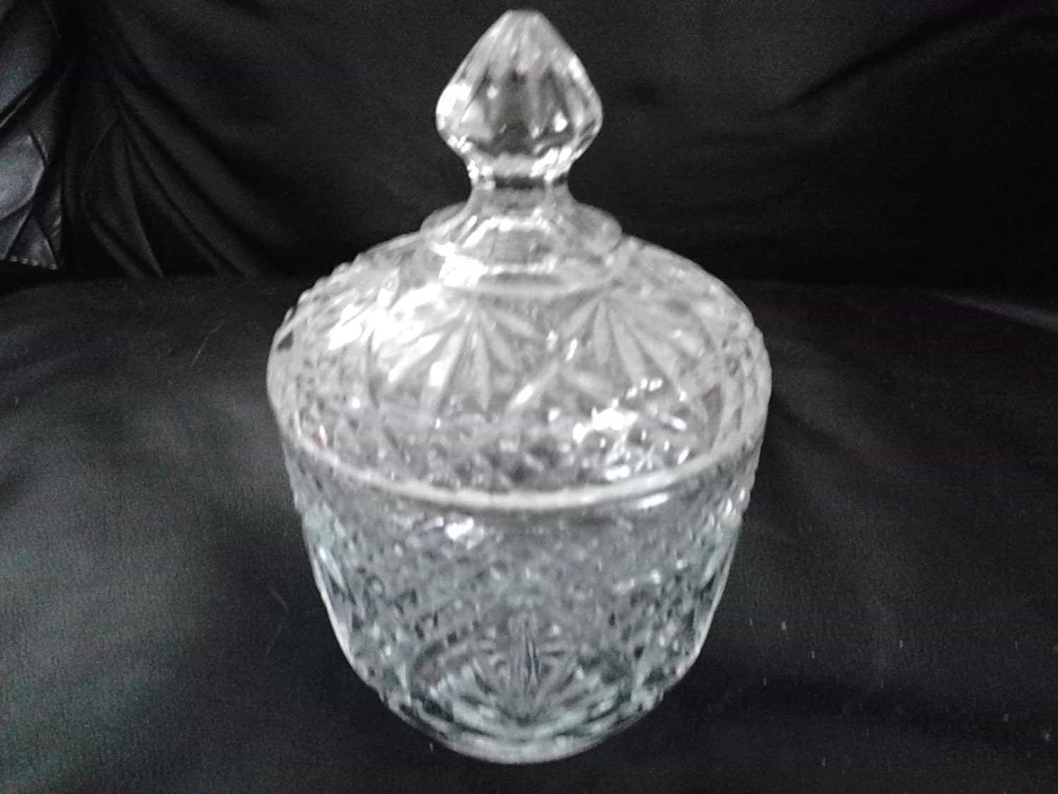 Vintage Pressed Glass Sugar Bowl with Lid by EcoArtBygreenmari
