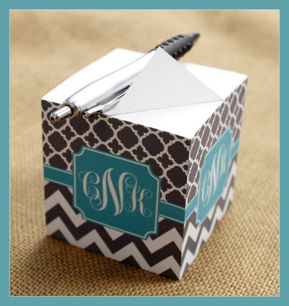Handmade Back to School Supplies - Note Cubes with Sticky Adhesive 700 Sheets Personalized Monogrammed Back To School Teacher Graduation Desk Accessories Note Pad Office Gift from ChicMonogram