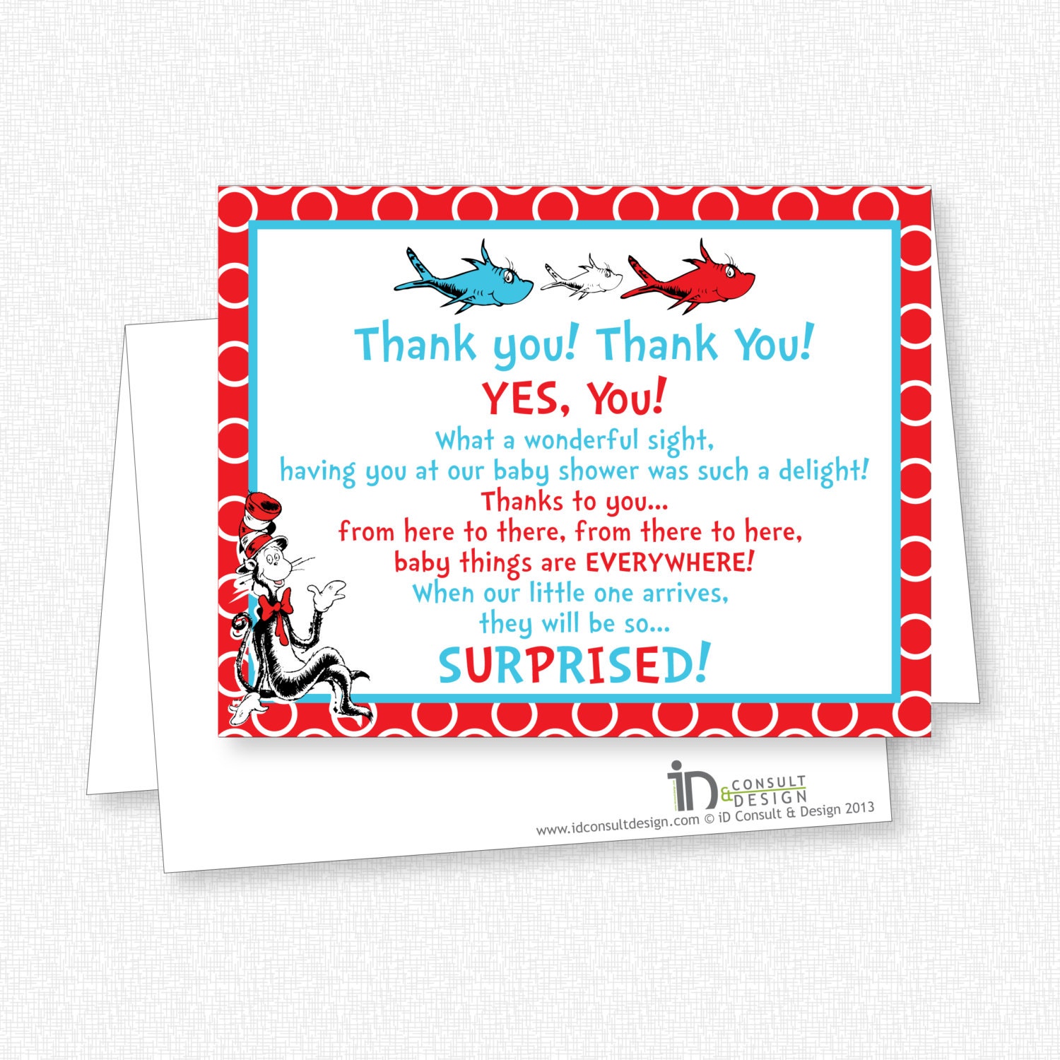 Dr Seuss Baby Shower Thank You Note Card By GridCreativeStudio