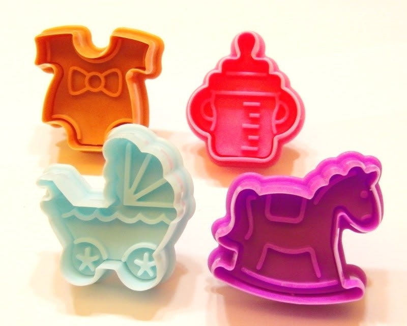 4 Baby Shower Fondant Cake Cookie Molds Pie by MyCuteSupplies