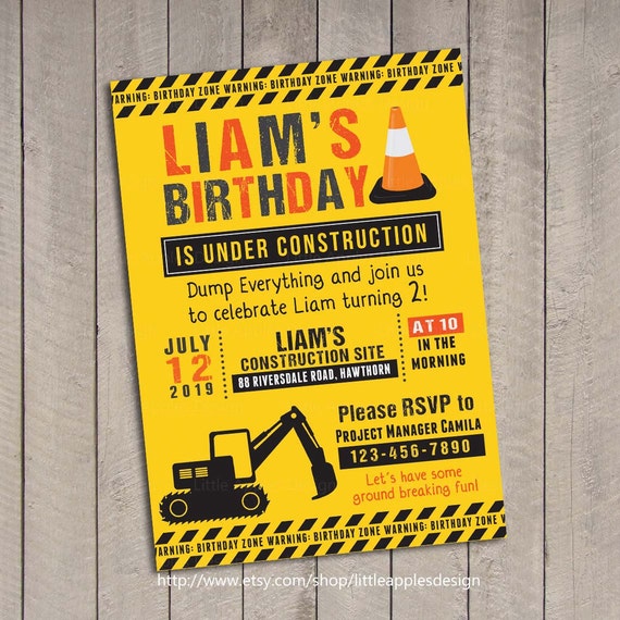 Dump Truck Invitation / Construction Invitation / Birthday