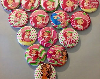 Strawberry Shortcake Flatbacks, crafts, bottlecaps, scrapbooking cabachons
