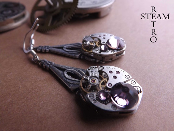 10% off sale17 Antique rose steampunk earrings - Steampunk earrings- Steampunk jewellery - personalized jewelry by SteamRetro steampunk buy now online