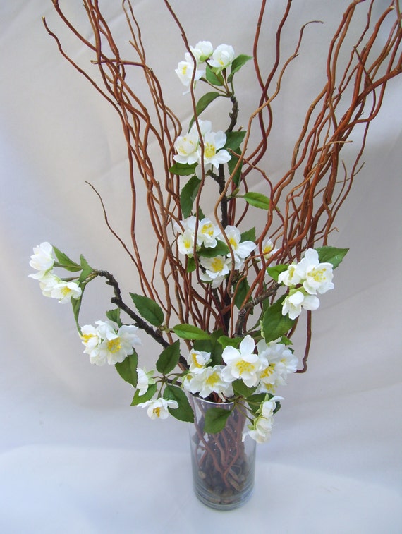 Items similar to 6 Stems White Cherry Blossom Stems Silk Flower Stems