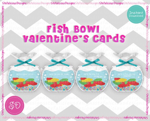 Items similar to Printable Fish Bowl Valentines (Instant Download) on Etsy