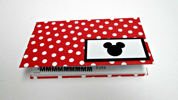 Disney Mickey or Minnie Mouse Red Polka Dot Checkbook Cover Completely Handcrafted and One of a Kind