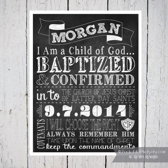 Items similar to Chalkboard LDS Baptism Printable (Digital File) on Etsy