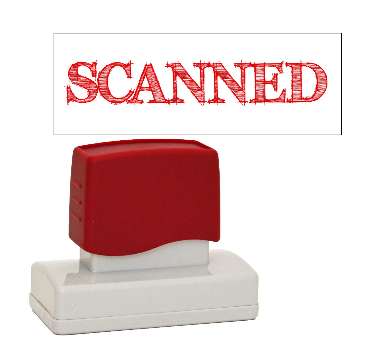 SCANNED stamp red self inking for business or by StampTheEnvelope