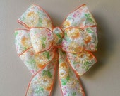 Orange Floral Bow, Mothers Day Bow, Spring Bow, Easter Wreath Bow, Easter Basket Bow, Orange Easter Bow, Door Mailbox Tree Topper Decoration Il_170x135