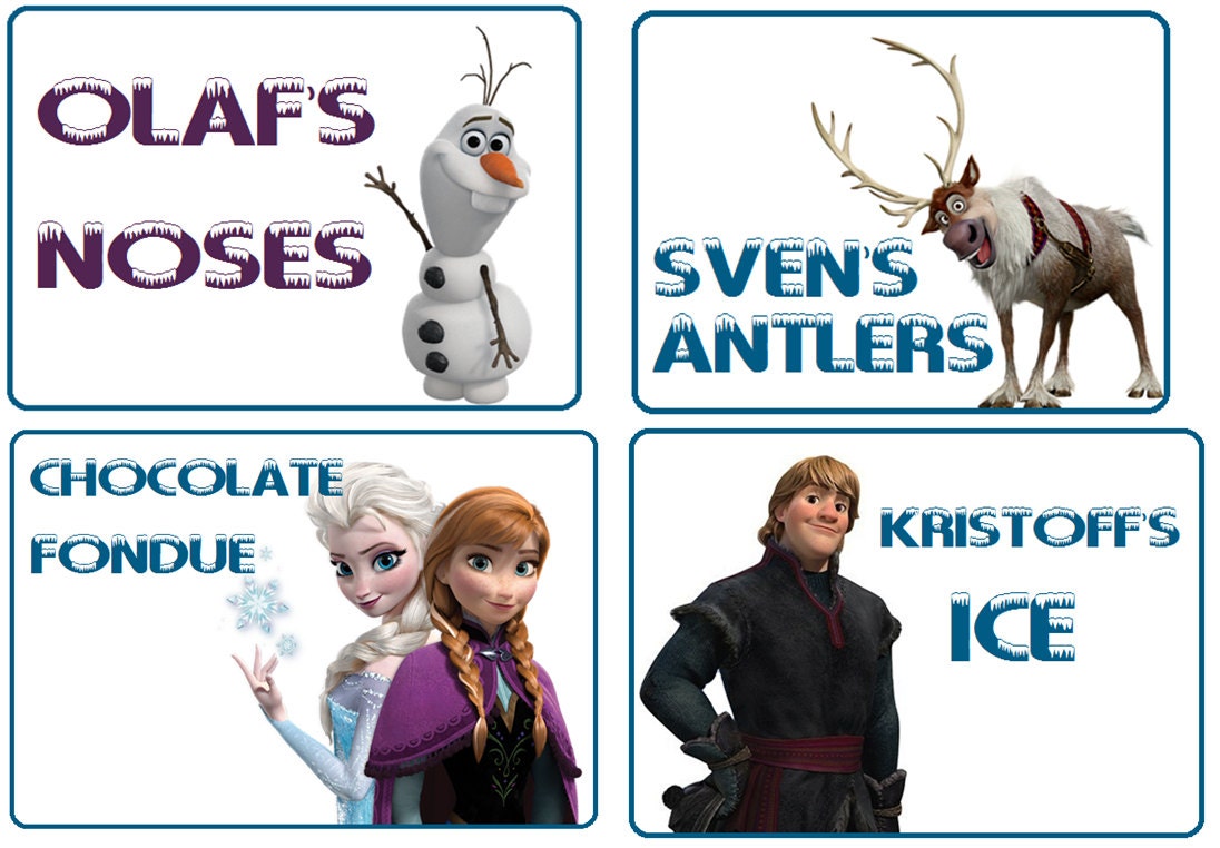 Frozen Birthday Party Food Signs Digital Download Printable
