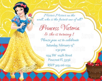 Snow White Printable Birthday Party Invitation