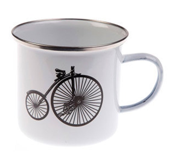 Retro Vintage Style White enamel Camping Mug by LittleOwlBoutique2