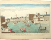 Basset Perspective Pont Trinite de Florence Antique 1700's Optical Antique Print