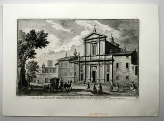 Antique Vasi Copperplate Engraving Print Chiesa Monastero Della Purificazione