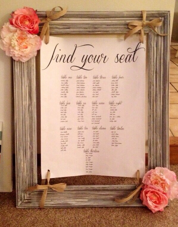 Large Framed Wedding Seating Chart