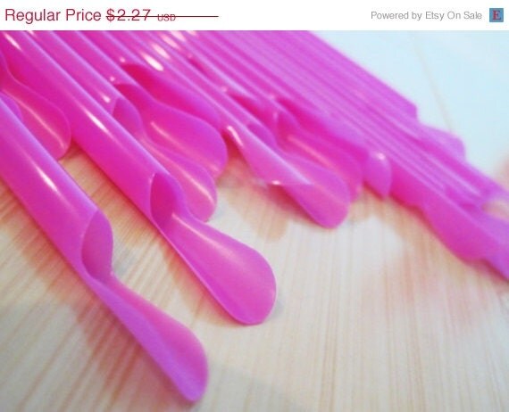 15% off - 25 Hot Pink Spoon Straws Slushie, Icee, Milk Shake, Soda Float - ships less than 24 hours Il_570xn