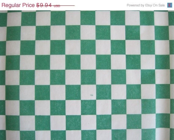 ON SALE 100 Sheets of Green and White Checkered Deli Wrap Wrapping Paper 12" x 12" Il_570xn