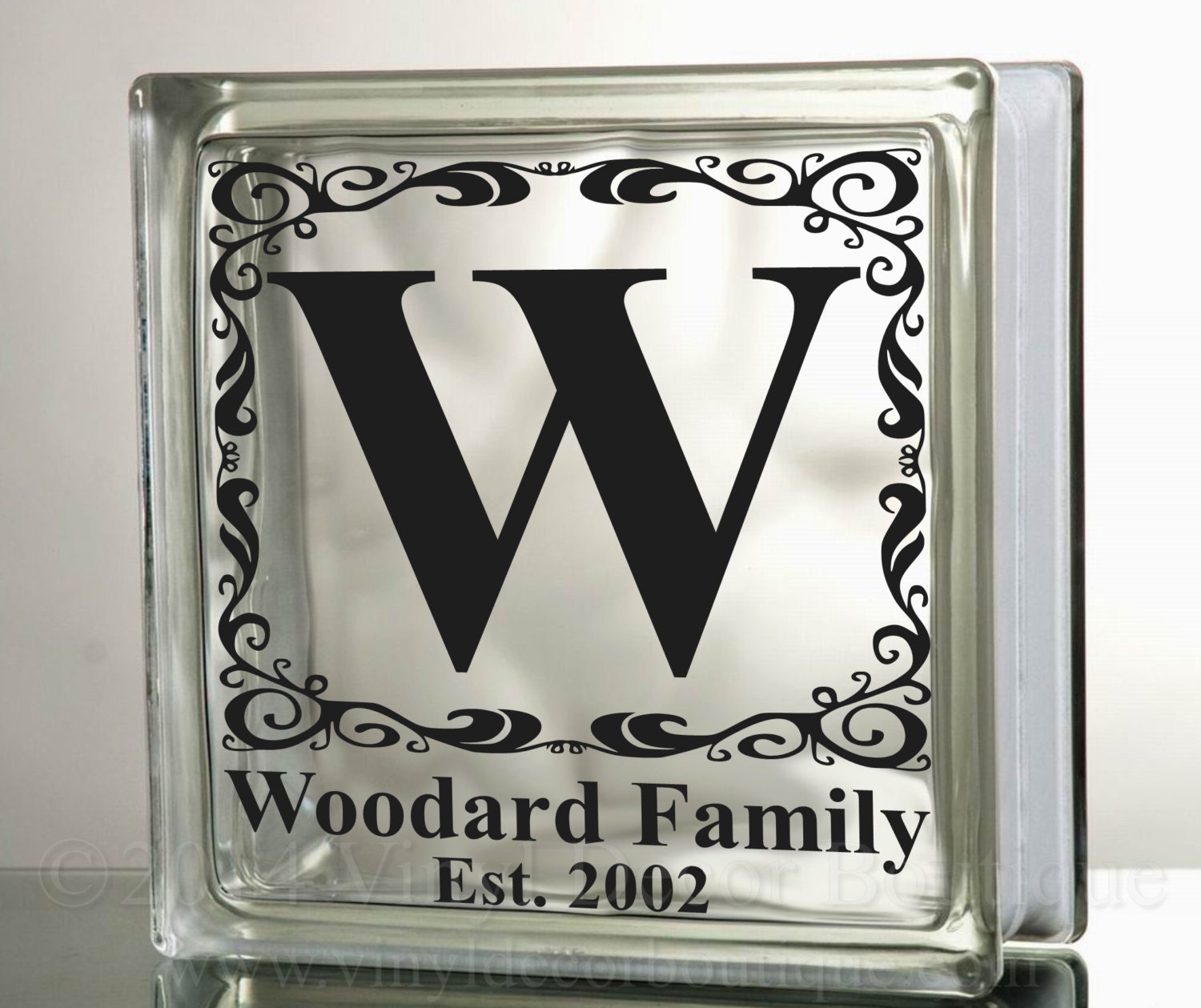 Monogram Decal for glass blocks personalized custom tile