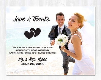 Photo Wedding Thank You Card with Frame DIY PRINTABLE Digital