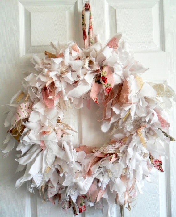 large fabric wreath rag wreath shabby chic wreath wedding large fabric wreath rag wreath shabby chic wreath wedding