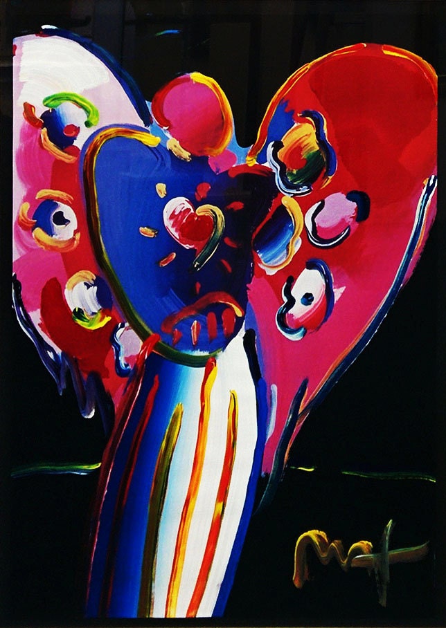 Peter Max Angel With Heart Unique Mixed Media COA by GallArt