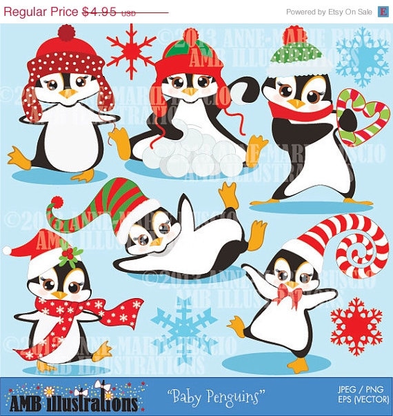 80% OFF Penguin clipart, vector graphics, commercial use, digital clipart, instant download - AMB-307 Il_570xn