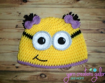 Girl Minion Hat--2 Bow Pigtails