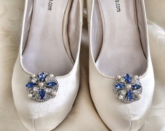 Handcrafted something blue bridal shoe clips Copy