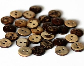 30pcs 50pcs 100pcs Coconut Shell Buttons 10mm Brown Natural Wooden Buttons - NW23