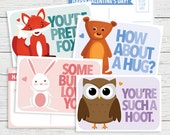 Printable Woodland Postcards -Woodland Valentines Cards - Valentine's Day Cards Il_170x135