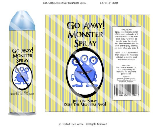 Digital Monster Spray Label Wrappers Instant Download