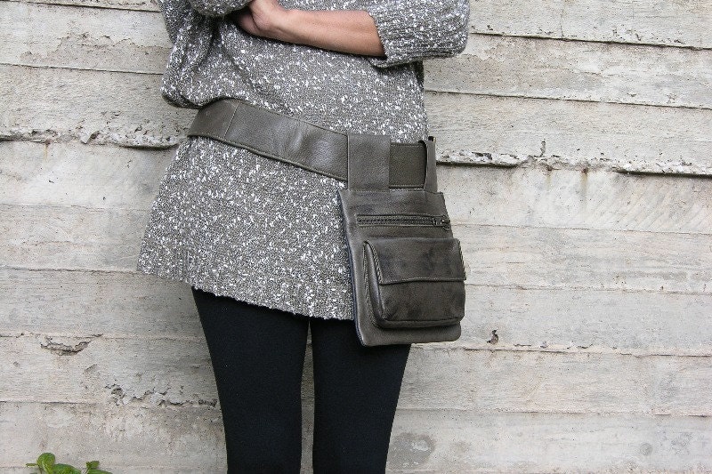 Cloud olive Leather Hip Bag bum bag fanny pack travel