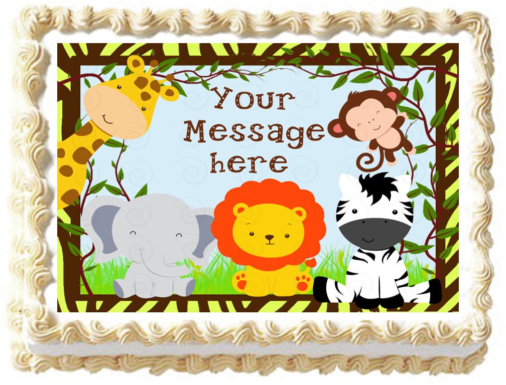 SAFARI JUNGLE ANIMALS Edible image cake topper by Galimelisworld