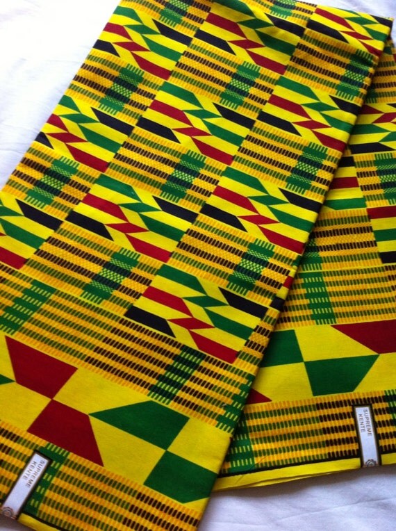 Yellow red green Jamaican flag inspired by AfricanPrintFabric