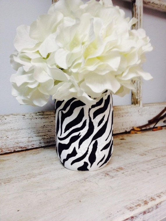 Zebra Print Mason Jars. Perfect for Gifts Home Decorations