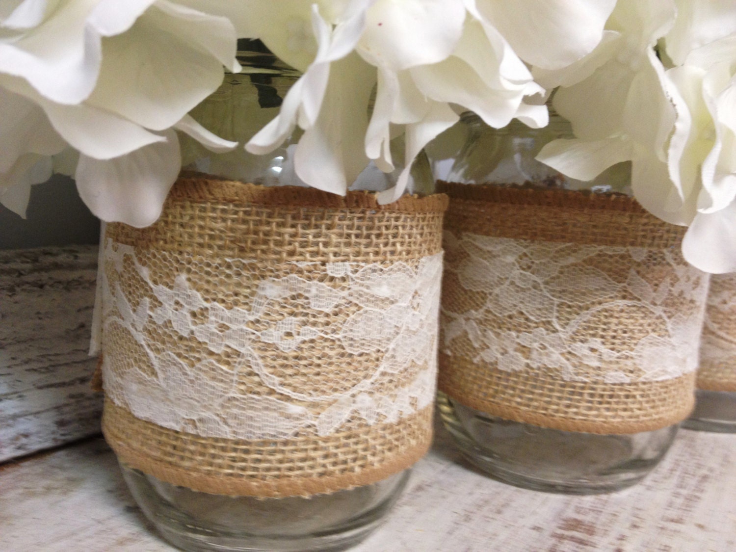 Set Of 3 Burlap And Lace Wrapped Mason Jars Perfect For   Il Fullxfull.505386089 6z03 