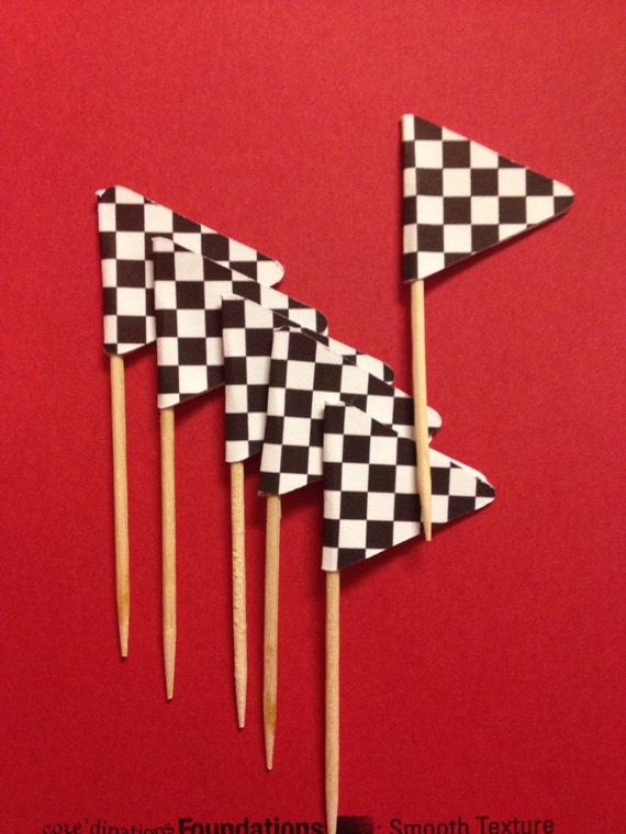 Items similar to Checkered flag cupcake picks/toppers on Etsy