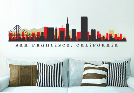 NFL 49ers San Francisco Skyline Team Wall Decal Washington Art Vinyl Peel n Stick up to 70" x 18 ...